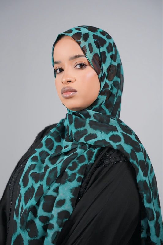 BLUE LEOPARD SHIFON HIJABS